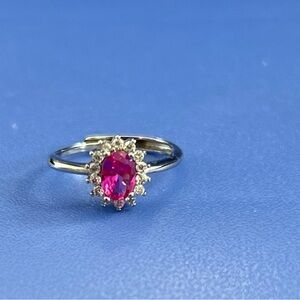 Stunning Pink and Silver Halo Ring